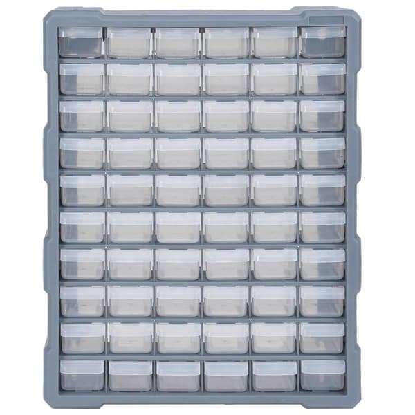vidaXL Sortimentskab med 60 skuffer 38x16x47,5 cm grå