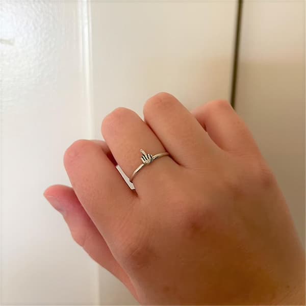 Söt rolig ring, nyhet form långfingerring smycken för kvinnor flickor, mode ringar present 7