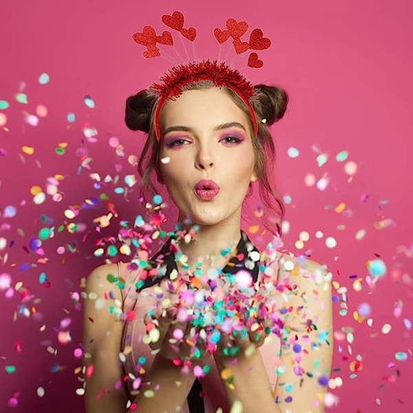 Valentinsdag Hjerte pannebånd Kvinner Rød paljett Kjærlighet Hårbånd Hode Boppers Hodeplagg Hårbøyle til bryllup Bursdagsfest Ferieutstyr