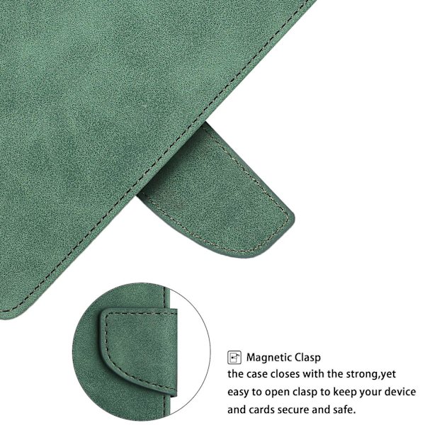For Samsung Galaxy A14 5g Lommebok telefonveske Magnetisk lukkestativ Flip Ensfarget Pu-skinn beskyttende telefondeksel Green
