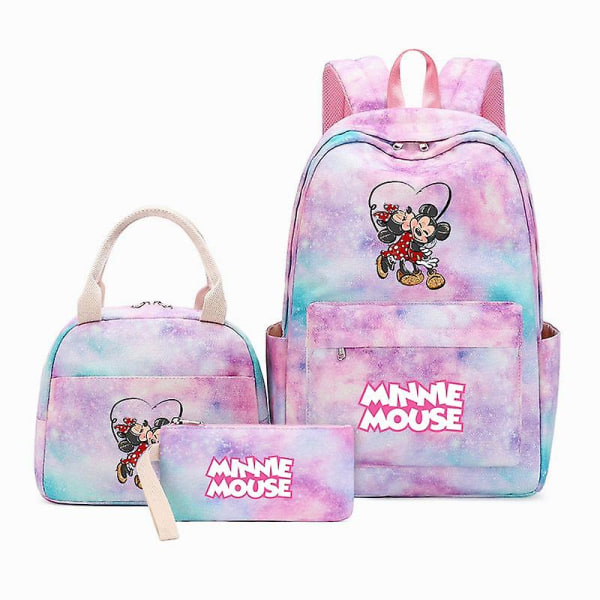 3kpl/ set Mikki Minni Hiiri Reppu Värikäs Laukku Tyttöjen Koululaukut Teini Lounaskassilla Matka Mochilas 13