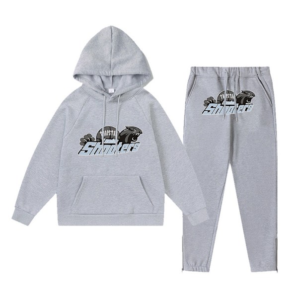 Högkvalitativ ny Trapst Tiger Head Print Hooded Plysch Tröja Mode Gradient Letter Casual Sport Set Print 04 Grå Print 04 Grå Print 04 Grey XS