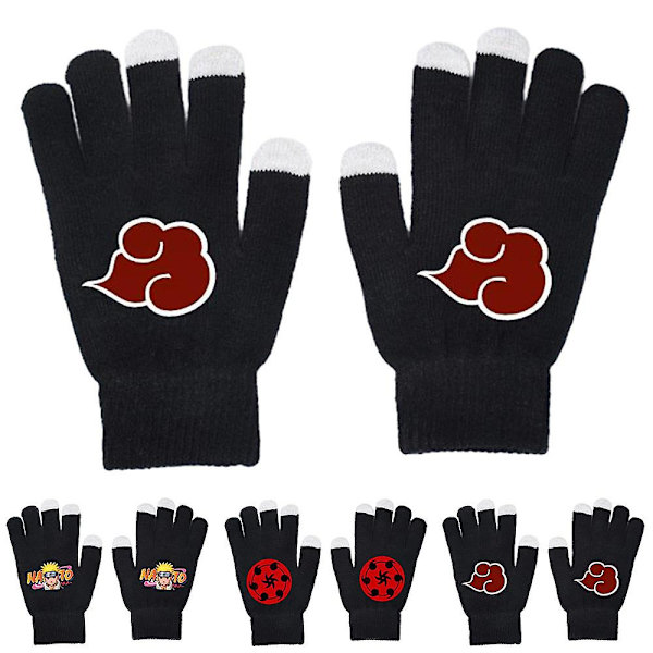 Anime Naruto Utskrift Barn Pojkar Flickor Stickade Finger Thermal Vinter Varma Touch Screen Vantar Presenter C