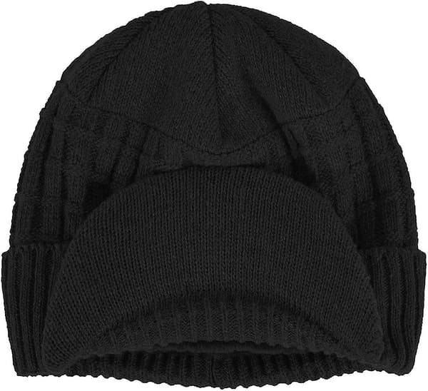 Yixda Vinterhatt för män med Peak Warm Stickad Beanie Cap med Fleecefoder black One Size