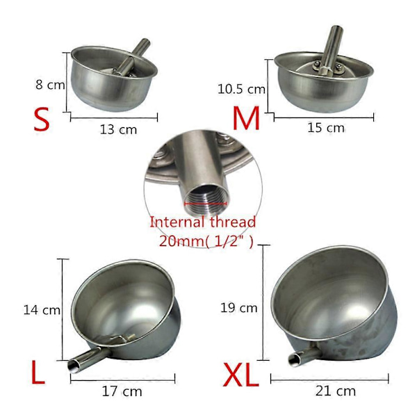 Vattenautomatisk drickskål för grisar, 21 cm Silver