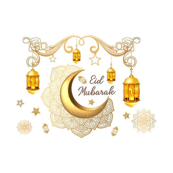 Ramadan-ikkunatarrat, set, Eid Mubarak, Eid Mubarak -tarrat, Eid Mubarak, muslimi Eid Mubarak -ikkunakoristeet