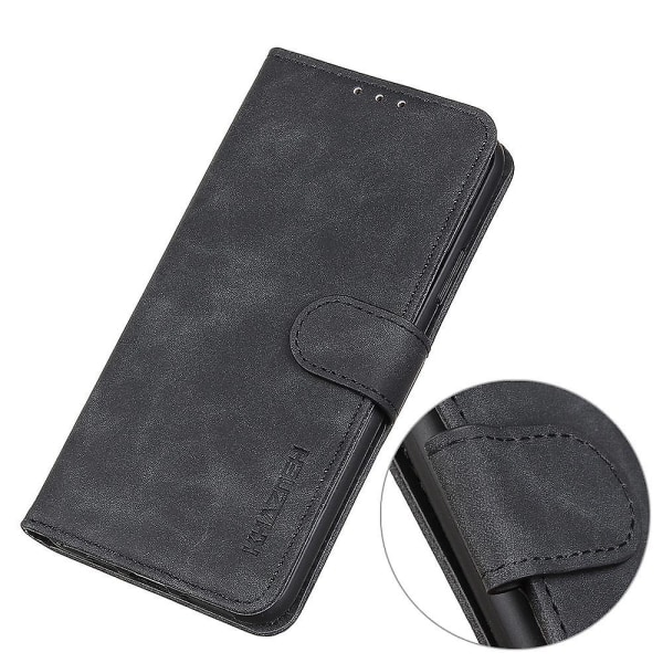 För ZTE Blade A32 Retro Texture Phone case PU Läder Plånboksställ Anti-dropp cover Black