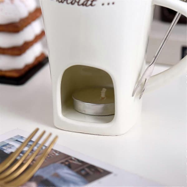 Fonduemuggesæt til chokolade, ost, mælkefløde