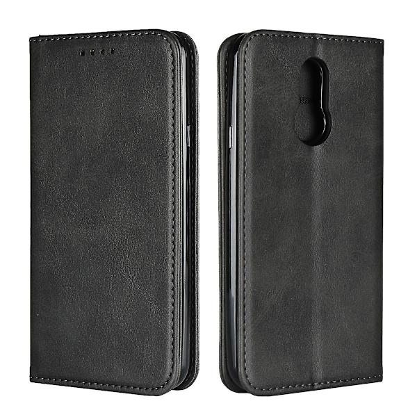 For LG Q7 Kalveskind Tekstur Magnetisk Horisontal Flip Læder Etui