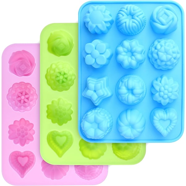 Elintarvikelaatuiset molds, uunipannu ja sydämen muotoiset tarttumattomat 3-pakkaiset molds(vaaleanpunainen, sininen ja vihreä)