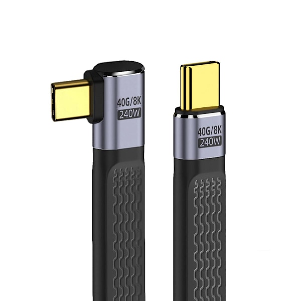 UC-002-0.13R 13cm Oikealle kulmaan taivutettu 240W Type-C uros-uros USB4 40Gbps 100W 8K litteä FPC-datakaapeli