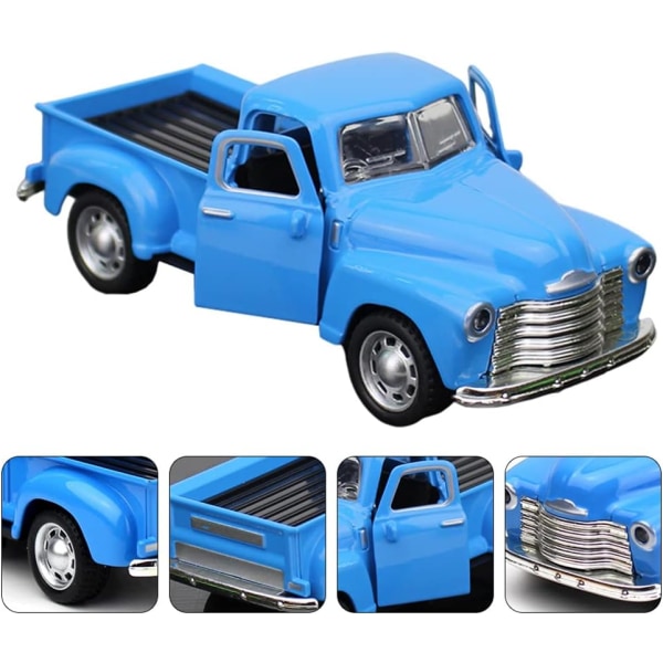 1 stk Pick Up Truck, blå- 1/32 skala Diecast Model Legetøjsbil Vintagebilmodel Retro vintagebilmodel Legetøjslegering Bilmodel Indretning af hjemmet