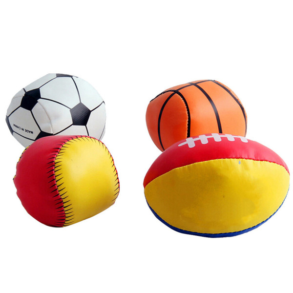 4PC Baby's Cotton Soft Ball Fotball Smilende Rugby Klemmet pedagogiske leker B One Size