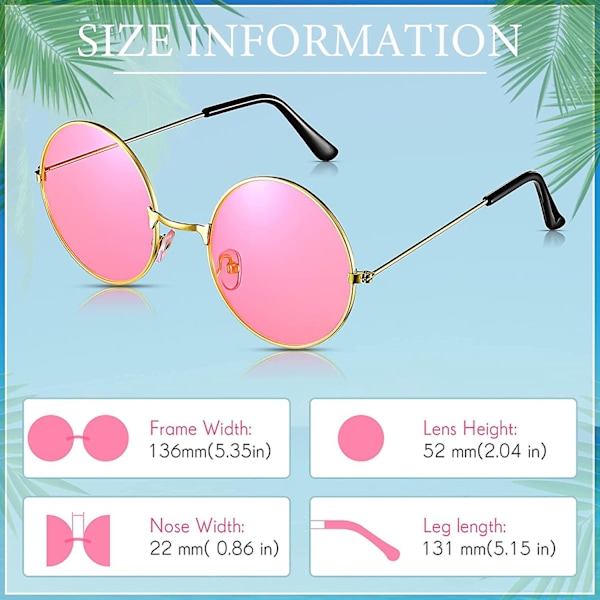 Hippy Specs Aurinkolasit Retro Pyöreät Hippy Style Aurinkolasit 70-luvun Disco Festival Party silmälasit miehille ja naisille lasit