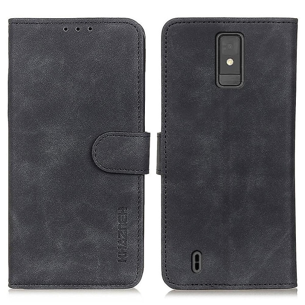 För ZTE Blade A32 Retro Texture Phone case PU Läder Plånboksställ Anti-dropp cover Black