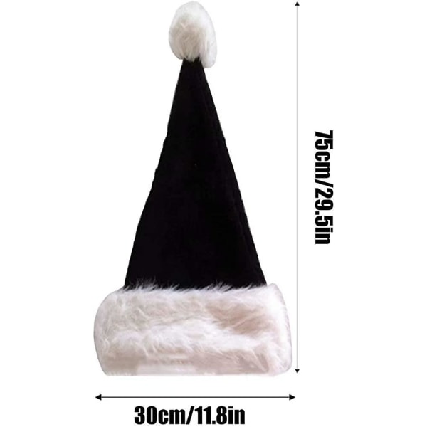2 kpl musta joulupukin hattu - Adults Deluxe Black and White Xmas Christmas Hat Pack