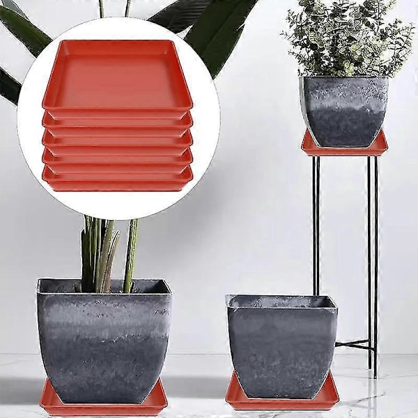 5 st Fyrkantiga Blomkrukefat i Plast Fångar Upp Överskottsvatten och Jordspill för Blomkrukor Inomhusväxter Black 10 inches