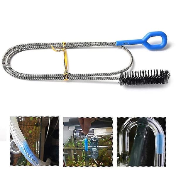 Akvarierensebørste, fleksibel rørformet børste 155 mm rustfrit stål