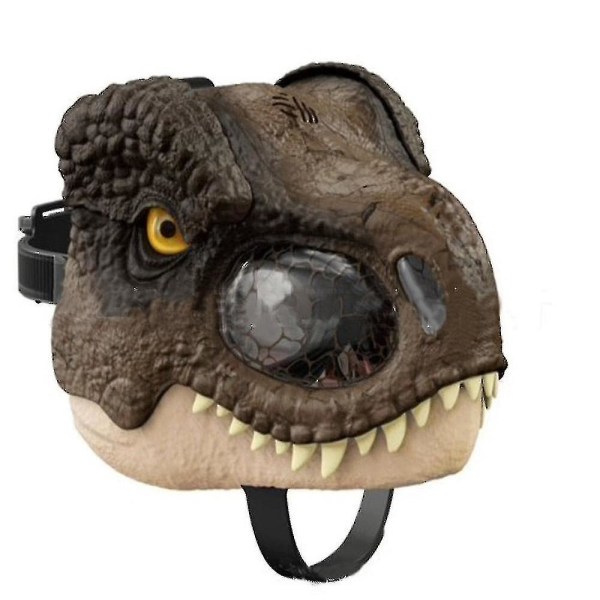 Halloween Jurassic World Dinosaur Mask Party Dino Costume Fancy Dress Up Movable Jaw Brown