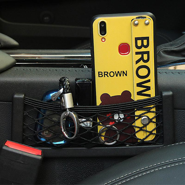 Auton säilytys Verkkolaukku Puhelinpidike Tarra tasku Auto Sisustus Tarvikkeet Organizer Musta Auton Riippuva Ornamentti Koriste 20x8cm|verkot|