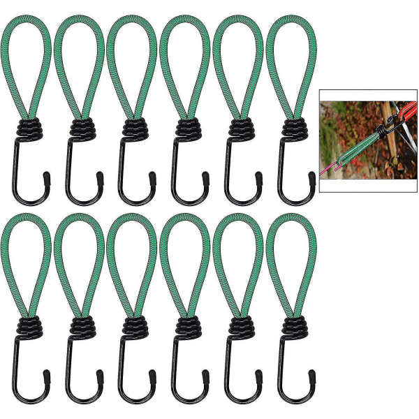 12 st Bungee Hook, Tarp Bungee Hook Elastiska Bungee Cords Camping med krok