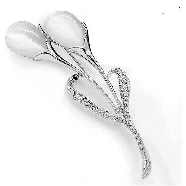 Guoshang Naisten Ruusukulta Opaali Calla Lily Rintaneula Kukka Opaali rintaneula Takit Takit Puserot Tarvikkeet, hopea, 1 kpl