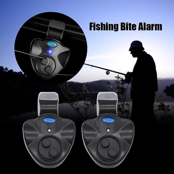 2 stk elektronisk fiskebidalarm med lyd LED-lysindikator fiskebidalarm