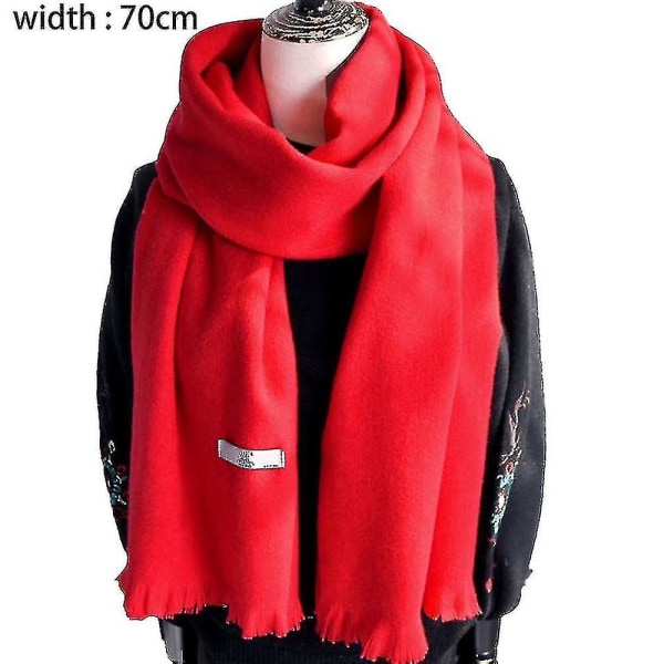 Fashion Cashmere halsduk för kvinnor män, stora mjuka varma vintersjalar och wraps enfärgad julklapp Red