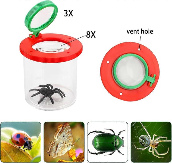 Indsæt Viewer Forstørrelsesglas Baghave Explorer Insekt Bug Viewer Indsamlingssæt til Børn og Børne Bug Catcher (2 stk. Bug Krukke)