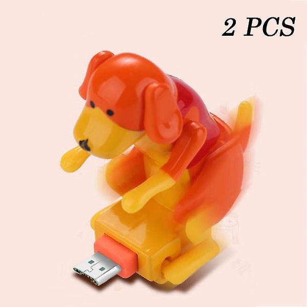 Funny Humping Dog Snabbladdare Kabel Hund Laddningskabel Lämplig för olika modeller Orange Android 2PCS