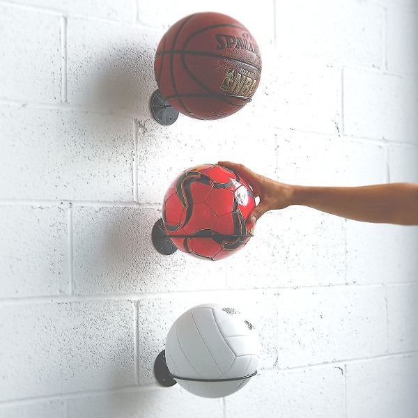 Vægmonteret boldopbevaring Sportsboldholderstativ Display Opbevaring Stål (sort)