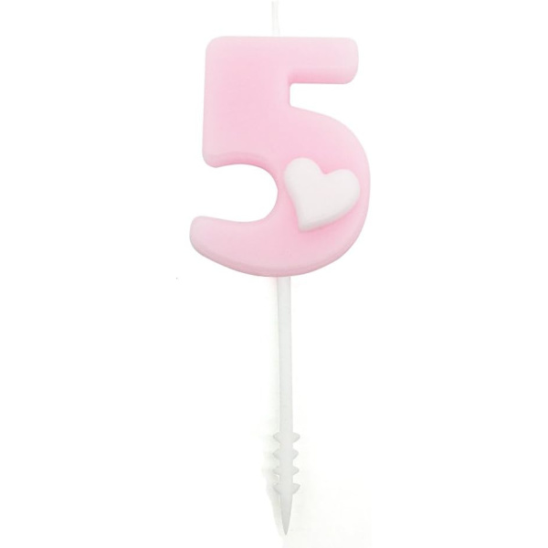 Baby Birthday Cake Topper numero 5 kynttilät, vaaleanpunainen (numero 5, vaaleanpunainen)