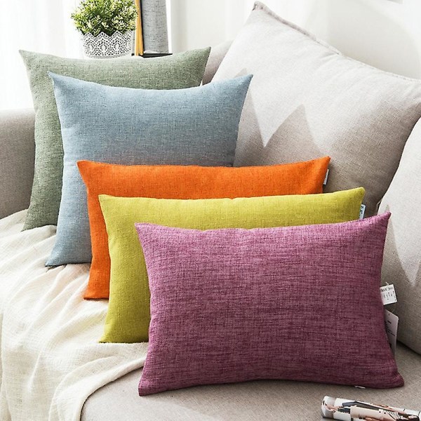 Ensfarvet blødt linned Pudebetræk Pudebetræk Hjemmesovesofa Bilindretning Jikaix Light Gray 55 X 55cm