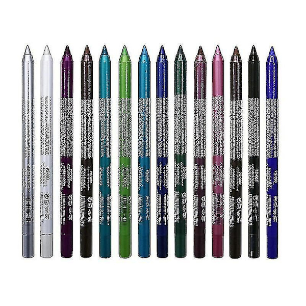 14 farger Langvarig Eye Liner Blyant Vanntett Pigment Blå Brun Svart Eyeiner Pen Eye Makeup Cosmetic 05 Dark Purple