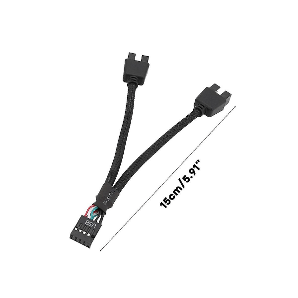 2 stk. Computer Motherboard USB-forlængerkabel 9-benet 1 hun til 2 han Y-splitter Audio HD-forlængerkabel til PC DIY