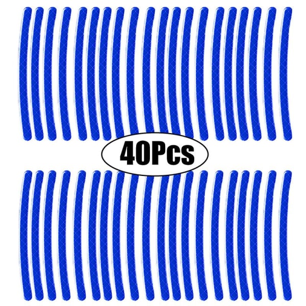 20/40 stk Sticker Køresikkerhed Lysende Universal Sticker Reflekterende Stripe Tape Bil Motorcykel Hjulnav til biltilbehør| | 40Pcs Blue