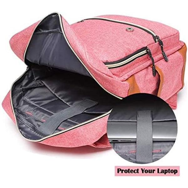 College-reppu Max 15,6 tuuman kannettavan tietokoneen casual reppu vedenpitävä Business Travel -koulureppu USB Unisex liitännällä (vesimeloninpunainen) Pink