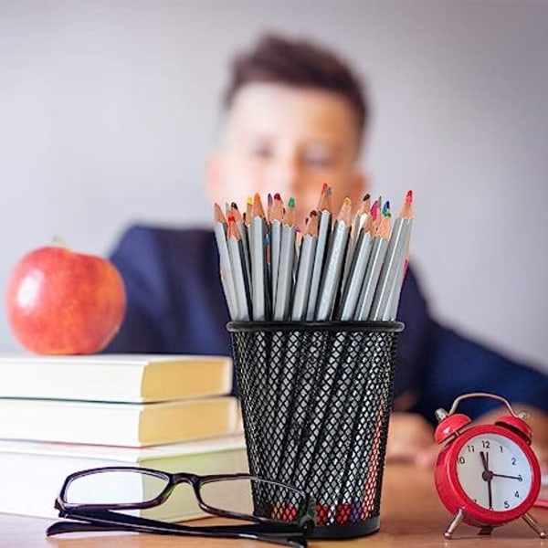 4 pakkauksen kynäpidike mesh Pyöreän muotoiset kynätelineet pöytätoimistoon mesh organizer, musta