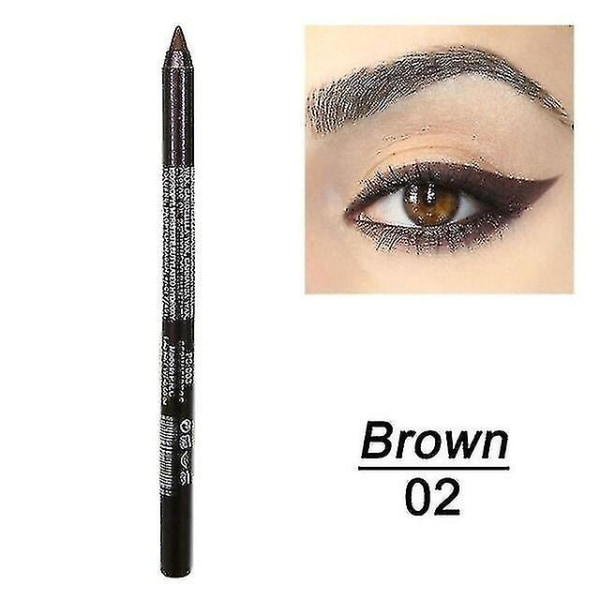 14 farger Langvarig Eye Liner Blyant Vanntett Pigment Blå Brun Svart Eyeiner Pen Eye Makeup Cosmetic 02 Brown