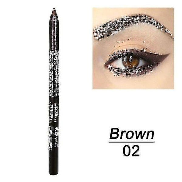 14 farger Langvarig Eye Liner Blyant Vanntett Pigment Blå Brun Svart Eyeiner Pen Eye Makeup Cosmetic 02 Brown