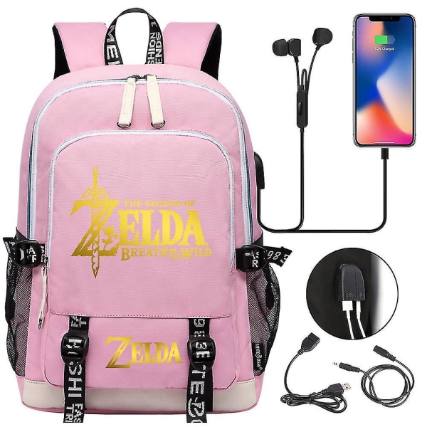 Zelda USB Port Laptop Ryggsäck, Skolboksväskor, Fläktar Resor Casual datorväska, present 5