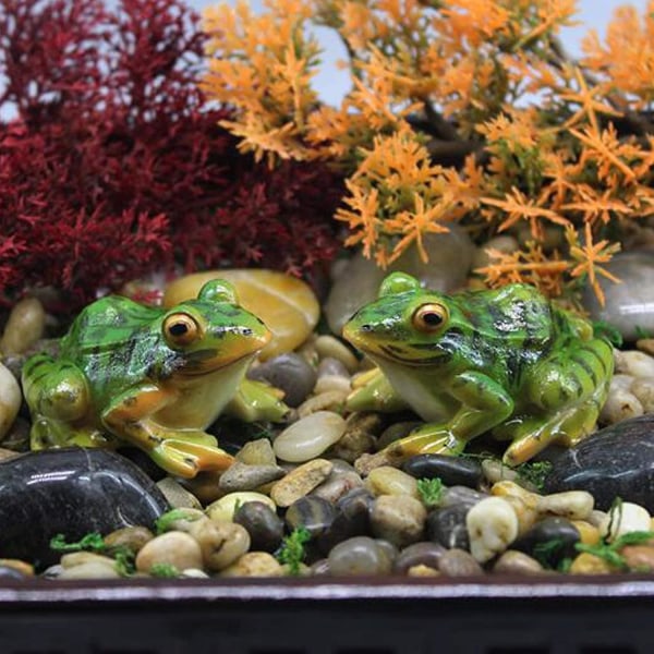 Miniature Frog Have Statue, 2 stk Mini Frog Resin Dyreskulptur Miniature Fairy Garden Frog Have Patio Mikro Landskab