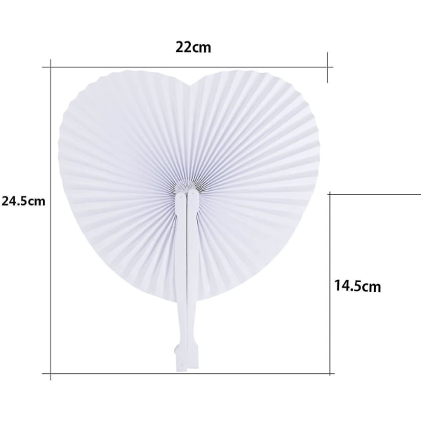 24 stk. Bryllupspapirvifter Hjerteformede Hvite Papirvifter Foldbar Lommevifte Til Bryllupsgave Festposefyll