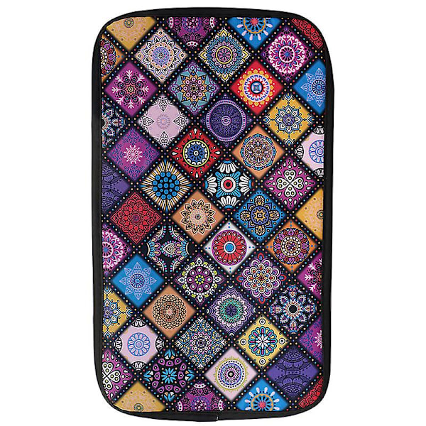Cover Universal Läder Etnisk stil Print Vattentät halkfri förvaringsbox Pad Auto Styling Interiörtillbehör - Armstöd Purple