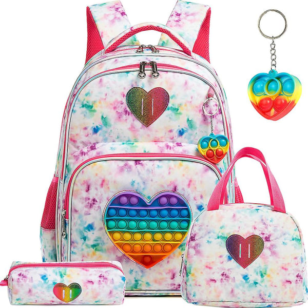 Skolesekker16&quot; Vesker For Jente Set Bag 3 I 1 Barn Vesker For Jente Kawaii Ryggsekk Vanntett Barn Skolevesker For Jente E