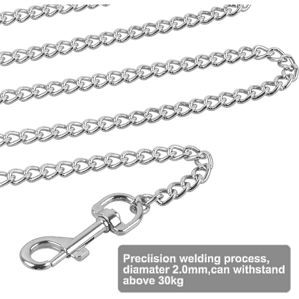 Hundebånd kjede, metall hundebånd tyggesikkert, kjede for hund, 118 cm kjede hund