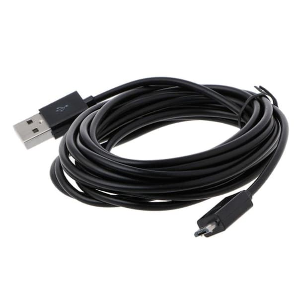283 cm/9,28 ft Micro USB-strømkabel til PS4-controllere Opladningskabel Linje Micro USB-opladningskabel Sort Sort
