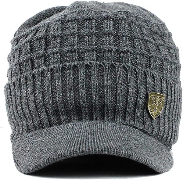 Yixda Vinterhatt för män med Peak Warm Stickad Beanie Cap med Fleecefoder