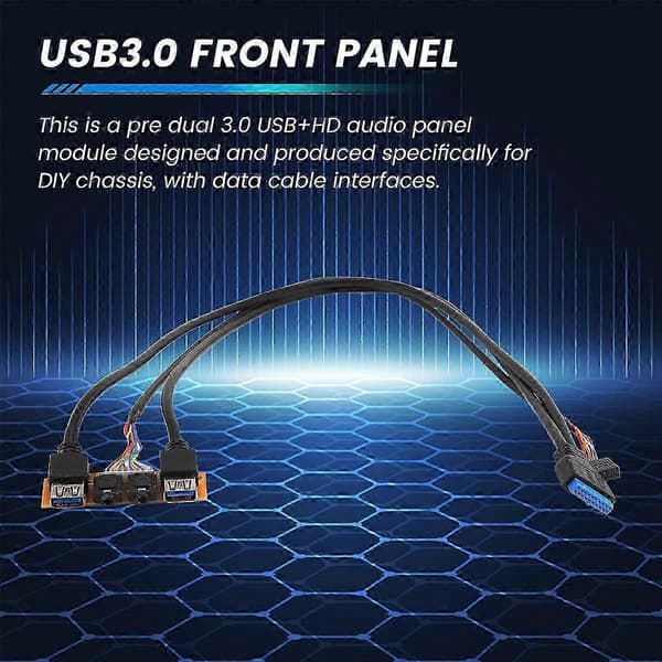 60 cm frontpanel USB3.0+USB3.0+HD Audio Jack-porte I/O-kort+intern ledning USB-rammeledning DIY C Edition 0630