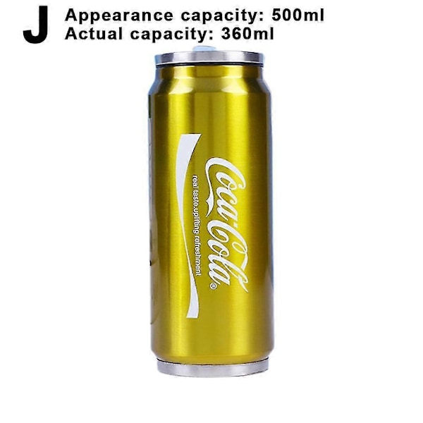 350Ml/500Ml Coca Cola Mug, Isolering för Varma och Kalla Drycker, 304 Rostfritt Stål Termos, Coke Giant Vattenflaska, Anpassad Bilkopp Actual Capacity 360Ml Gold